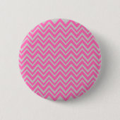 Hot Pink und Grey Zigzag Muster Button (Vorderseite)