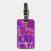 Hot Pink und Lila Glitzer Camouflage Cam Outdoorsy Gepäckanhänger (Vorderseite vertikal)