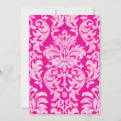 Hot Pink und Limones Girl Damask Muster Einladung (Rückseite)