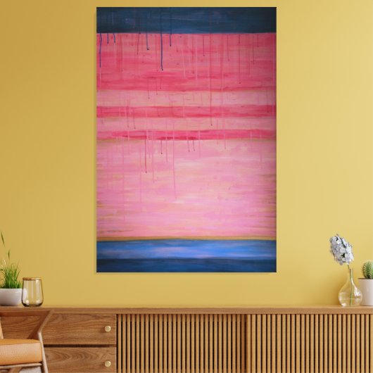 Hot Pink und Navy Abstrakt 1 - Canvas Print Leinwanddruck (Insitu (Wohnzimmer))