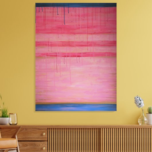 Hot Pink und Navy Abstrakt 1 - Canvas Print Leinwanddruck (Insitu (Wohnzimmer))