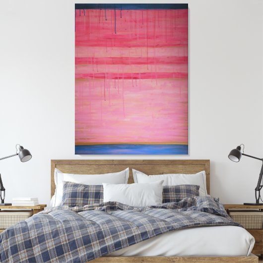 Hot Pink und Navy Abstrakt 1 - Canvas Print Leinwanddruck (Insitu (Schlafzimmer))