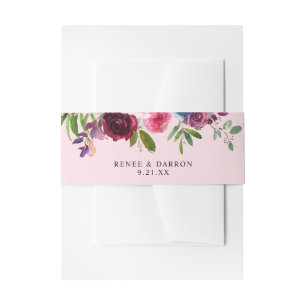 Hot Pink und Navy Blue Floral 3B Rosa Einladungsbanderole