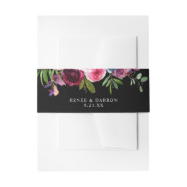 Hot Pink und Navy Blue Floral 3B Schwarz Einladungsbanderole