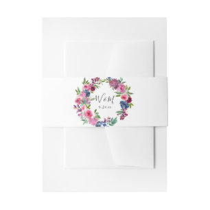 Hot Pink und Navy Blue Floral 4 Einladungsbanderole