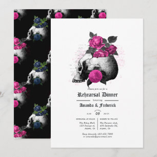 Hot-Pink und Navy Blue Gothic Probe Dinner Einladung
