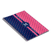 Hot Pink und Navy Blue Polka Punkte Notizblock (Rechte Seite)