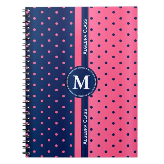 Hot Pink und Navy Blue Polka Punkte Notizblock (Vorderseite)