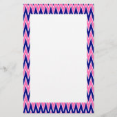 Hot Pink und Navy Blue Zigzag Muster Briefpapier (Vorderseite)