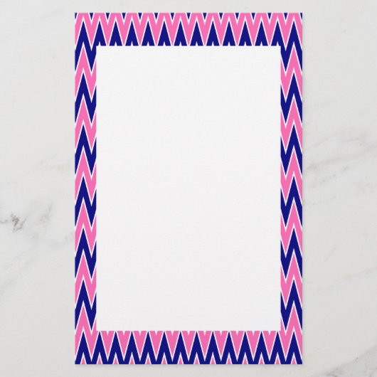 Hot Pink und Navy Blue Zigzag Muster Briefpapier (Vorderseite)
