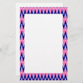 Hot Pink und Navy Blue Zigzag Muster Briefpapier (Vorne/Hinten)