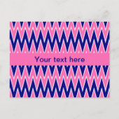 Hot Pink und Navy Blue Zigzag Muster Postkarte (Vorderseite)