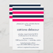 HOT PINK UND NAVY STRIPES BRIDAL SHOWER EINLADUNG (Vorne/Hinten)