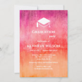 Hot Pink und Orange Abschluss Einladung (Vorderseite)