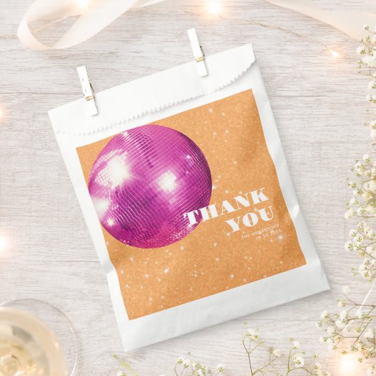 Hot Pink und Orange Disco Balls - Danke für Ihre H Geschenktütchen (Ausgeschnitten)