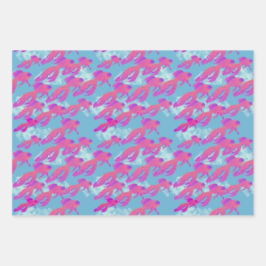 Hot Pink und Orange Flying Beta Blauer Himmel Geschenkpapier Set (Vorderseite 3)