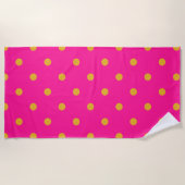 Hot Pink und Orange Polka Dot Strandtuch (Vorderseite)