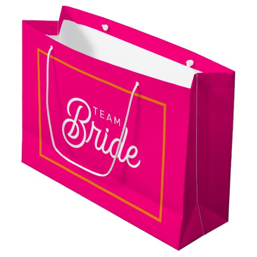 Hot Pink und Orange Team Bridge Custom Gift Bag Große Geschenktüte (Vorderseite Schrägansicht)