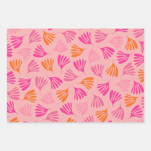 Hot Pink und Orange Wisp Blätter Modernes Muster (Vorderseite 3)