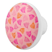 Hot Pink und Orange Wisp Blätter Modernes Muster Keramikknauf (Rechts)