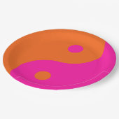 Hot Pink und Orange Yang Pappteller (Schrägansicht)