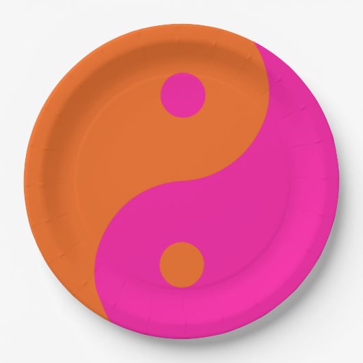 Hot Pink und Orange Yang Pappteller (Vorderseite)