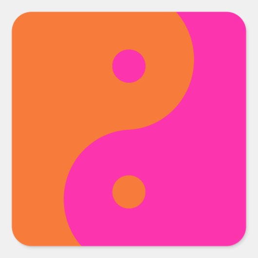 Hot Pink und Orange Yang Quadratischer Aufkleber (Vorderseite)