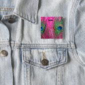 Hot Pink und Peacock Feathers Button (Beispiel)