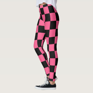 Hot Pink und Schwarz geprüft Leggings