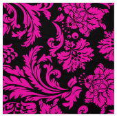 Hot Pink und schwarze Floral Damaskus Stoff (Muster)