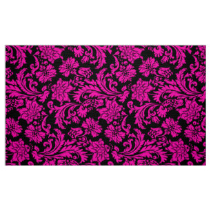 Hot Pink und schwarze Floral Damaskus Stoff