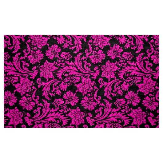 Hot Pink und schwarze Floral Damaskus Stoff (Fat Quarter (45,7 x 55,9 cm))