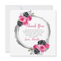 Hot Pink und Silver Elegante Blume 16 . Geburtstag