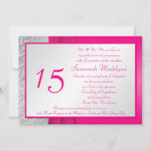 Hot Pink und Silver Foto Quinceanera Einladung (Rückseite)