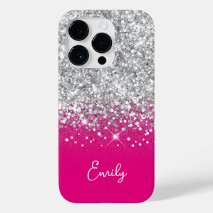 Hot Pink und Silver Glitzer Glam Case-Mate iPhone 14 Pro Hülle