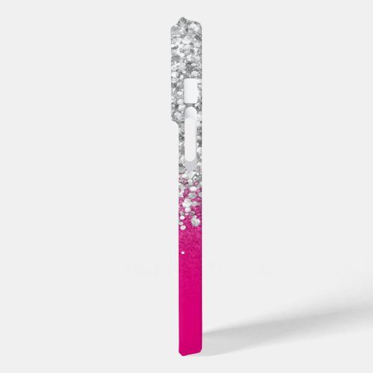 Hot Pink und Silver Glitzer Glam Case-Mate iPhone Hülle (Rückseite / Links)