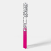 Hot Pink und Silver Glitzer Glam Case-Mate iPhone Hülle (Rückseite / Rechts)