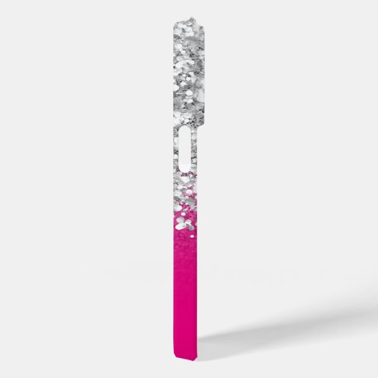 Hot Pink und Silver Glitzer Glam Case-Mate iPhone Hülle (Rückseite / Rechts)