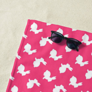 Hot Pink und White Bunny Rabbits Badtuch Strandtuch