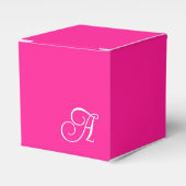 Hot Pink und White Curry Script Monogram Geschenkschachtel (Vorderseite)