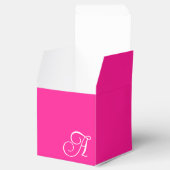 Hot Pink und White Curry Script Monogram Geschenkschachtel (Geöffnet)