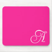 Hot Pink und White Curry Script Monogram Mousepad (Vorne)