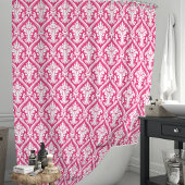 Hot Pink und White Damask Duschvorhang