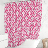 Hot Pink und White Damask Duschvorhang