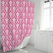 Hot Pink und White Damask Duschvorhang