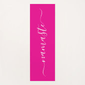 Hot Pink und White Elegante Script Namaste Yogamatte (Vorderseite)