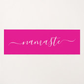 Hot Pink und White Elegante Script Namaste Yogamatte (Vorderseite (Horizontal))