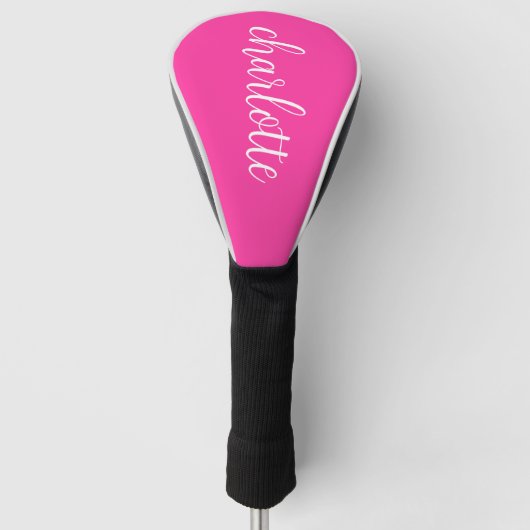 Hot Pink und White Girly Calligrafy Script Golf Headcover (Vorderseite)