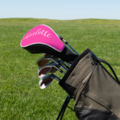 Hot Pink und White Girly Calligrafy Script Golf Headcover (In SItu)
