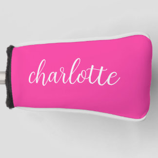 Hot Pink und White Girly Calligrafy Script Golf Headcover